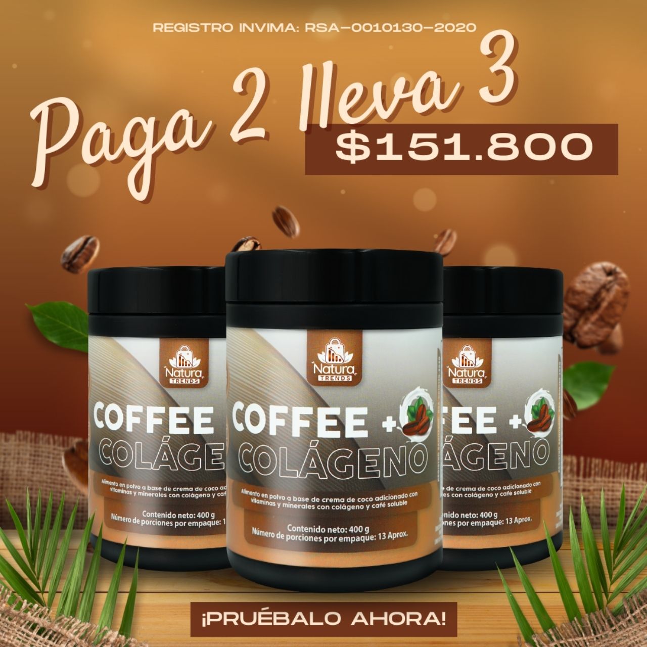 Coffee+Col&aacute;geno Paga 2 lleva 3